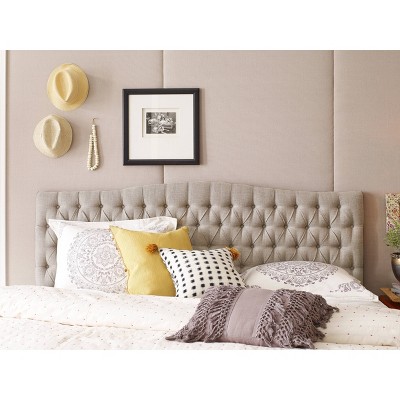 Cream Tufted Upholstered Queen Headboard with Wood Frame