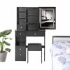 Small Size Left Drawer Makeup Vanity Desk With Cushioned Stool, Power Station, Makeup Table Set with Extra Large Touch Control Sliding LED Mirror - 4 of 4