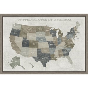 Amanti Art Slate US Map by Sue Schlabach Canvas Wall Art Print Framed 23 x 16-in. - 1 of 4