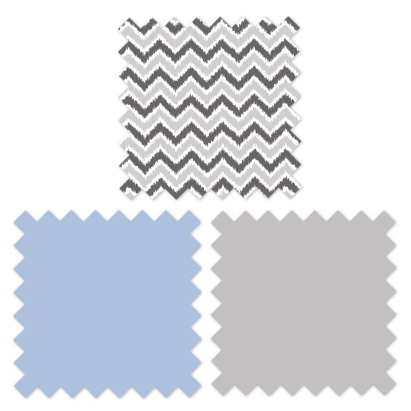 Bacati - Ikat Dots Zebra Blue Grey Boys 3 pc Crib Set, 5 of 7