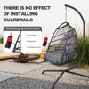 Vynxaria Swing Egg Chair with Stand,Wicker Rattan Hanging Chair for Indoor Outdoor,C-Type Bracket, Cushion&Pillow Included,Brown - 2 of 4