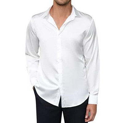 Mens Floral Dress Shirts Long Sleeve Casual Flower Printed Button Down Shirt
