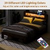 Zevemomo Wood Bed Frame King with Headboard, LED Light, Sturdy Wood Framework, No Noise, Dark Brown (Rectangular Slot) - 3 of 4