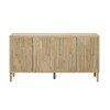 59.8" TV Console Table with Ash Veneer 4-Door Sideboard and Hidden Handles, Sideboard Cabinet Central Pine Support Leg and Raised Bold Lines - 4 of 4