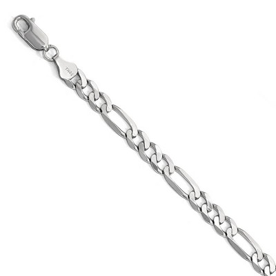 Black Bow Jewelry 6mm 14k White Gold Flat Figaro Chain Bracelet