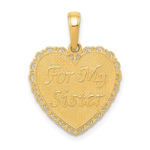 Black Bow Jewelry 14k Yellow Gold For My Sister Heart Pendant, 17mm - 1 of 4