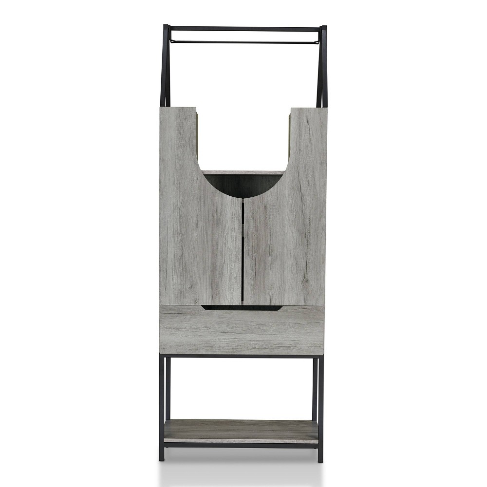 24/7 Shop At Home Meluse Multi Storage Wine Cabinet Vintage Gray
