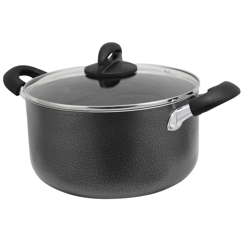 Oster Clairborne 6 Quart Aluminum Hammered Tone Dutch Oven with Lid in Charcoal Grey, 3 of 7