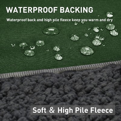 Green and Gray Waterproof Fleece Outdoor Throw Blanket