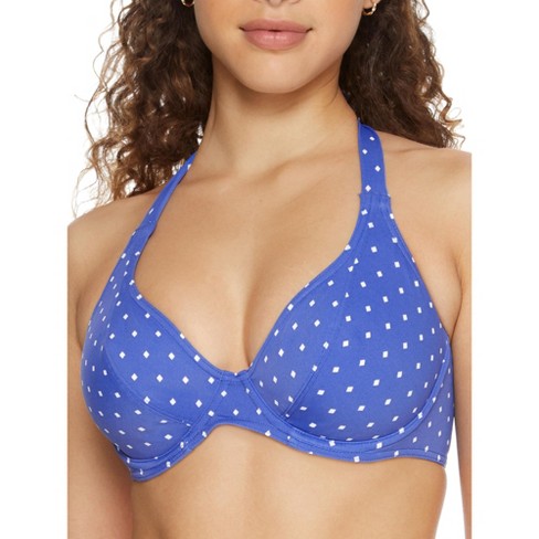 Freya Jewel Cove Halter Bikini Top In Plain Azure
