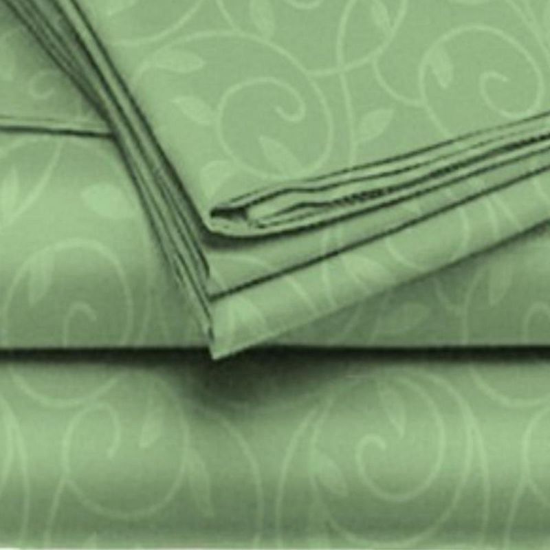 Emboss Vine All Season Super Soft Microfiber Sheet Set Green by Plazatex, 3 of 4