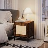 Homhougo Natural Rattan Nightstand Set of 2, Boho Bedside with Storage, End Table with Natural Rattan Decorated Drawers, Solid Metal Legs, Brown - 3 of 4