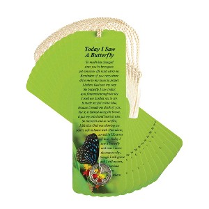 Dicksons Today I Saw A Butterfly Lime Green 6 inch Paper Tussled Bookmark with Coin Pack of 15 - 1 of 4