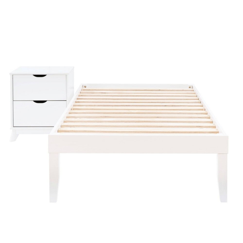 Powell Pensy Twin Platform Bed and Nightstand White