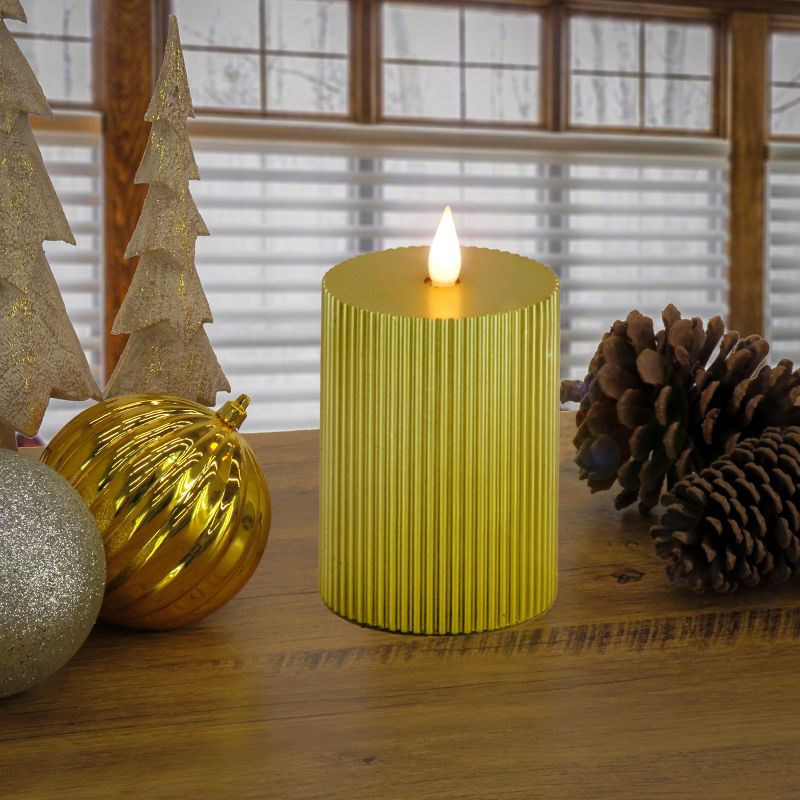 10" HGTV LED Real Motion Flameless Gold Candle With Remote Warm White Lights - National Tree Company, 2 of 5