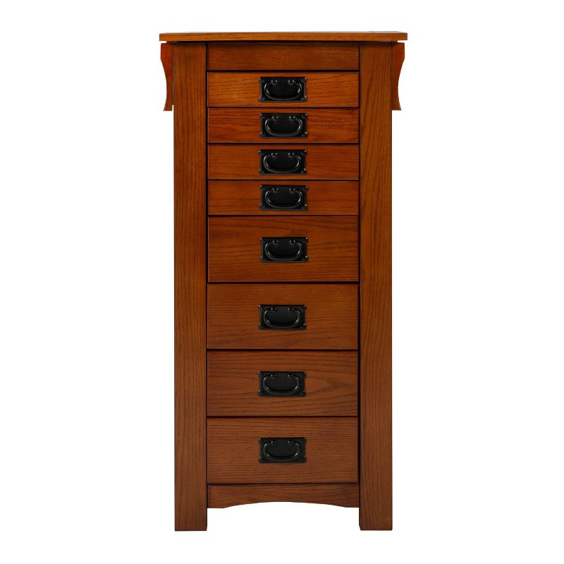 Delia Traditional Wood 8 Lined Drawer Jewelry Armoire Oak Finish - Powell, 3 of 17