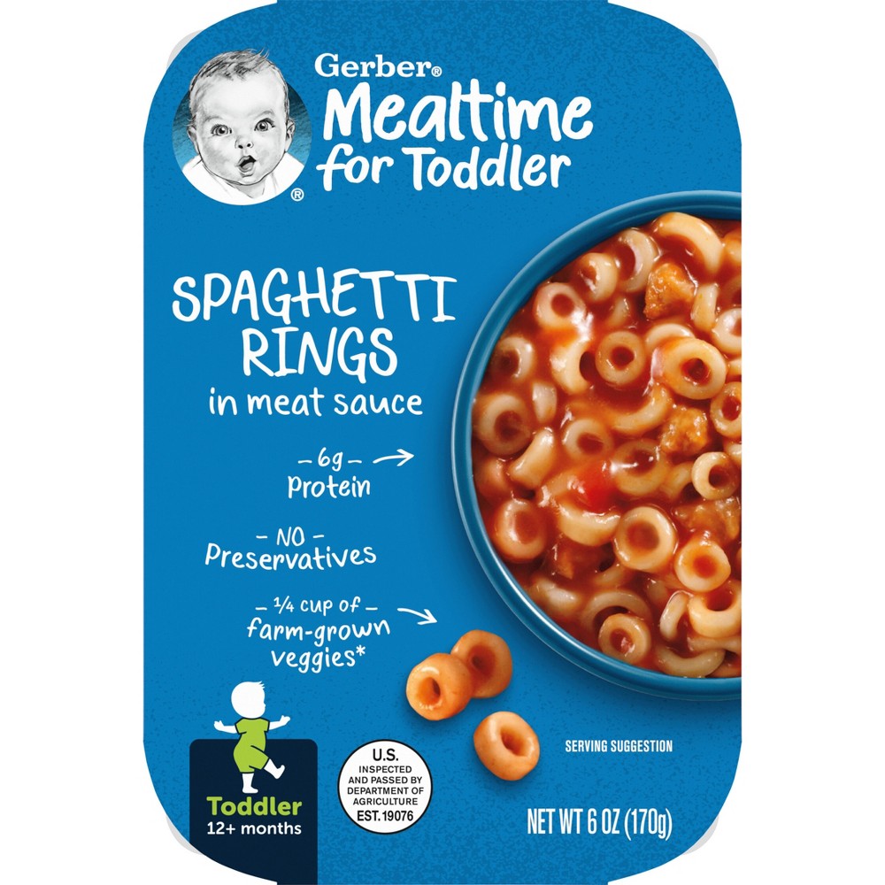 Gerber Baby Food Spaghetti Rings in a Meat Sauce Toddler Meals - 6oz