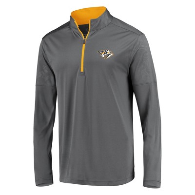 NHL Nashville Predators Men's Defender Embossed 1/4 Zip Sweatshirt - Gray S