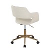 TiramisuBest Contemporary Cream Faux Leather Task Chair with Adjustable Height, Swivel, Cushioned Seats, Gold Base - 3 of 4