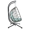 Okak Double Egg Swing Chair with Stand,Outdoor Hammock Swing with Cushion,2-Person PE Wicker Hanging Chair for Patio,Garden,Backyard - 2 of 4