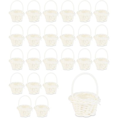 Juvale 24 Pack White Mini Woven Baskets with Handles (1.75 x 2.5 in)