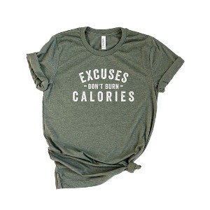 Simply Sage Market Women's Excuses Don't Burn Calories Short Sleeve Graphic Tee - 1 of 3