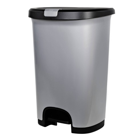 Hefty Select 12.7gal Lock Waste Step Trash Can Silver : Target
