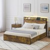 Whizmax Bed Frame with LED Lights Headboard and 6 Drawers, Metal Platform Bed with Outlets and USB Ports, Easy Assembly, Brown - 4 of 4