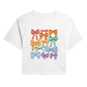 Women's - Instant Message - Pride Coquette Bows Cropped Graphic T-Shirt - 1 of 4