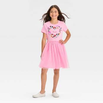 Girls' Minnie Mouse Besties Tulle Dress - Light Pink