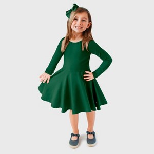 City Threads Girls Soft Jersey 100% Cotton Long Sleeve Skater Dress - USA-Made Twirly Dress for Toddlers/Kids - 1 of 4