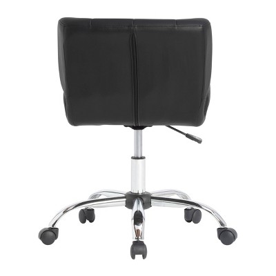 Modern Black Crest Armless Swivel Task Chair in Vinyl and Chrome