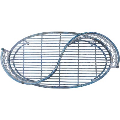 Antique Blue Iron Victorian Kissing Garden Bench