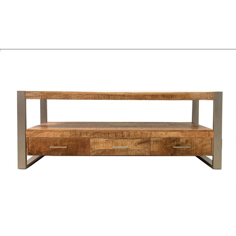 Handmade Industrial Reclaimed Wood 3 Drawer TV Stand for TVs up to 70&#34; Brown - Timbergirl, 3 of 6