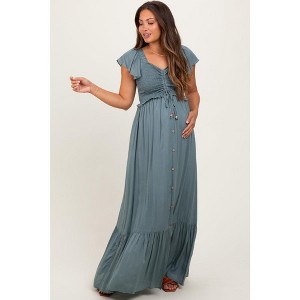 PinkBlush Sage Smocked Top Woven Maternity Maxi Dress - 1 of 4