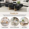 Lirago 47" Rectangular Coffee Table Modern Black High Gloss with 2 Drawers Golden Wood Legs Multi Storage for Living Room Office - 4 of 4