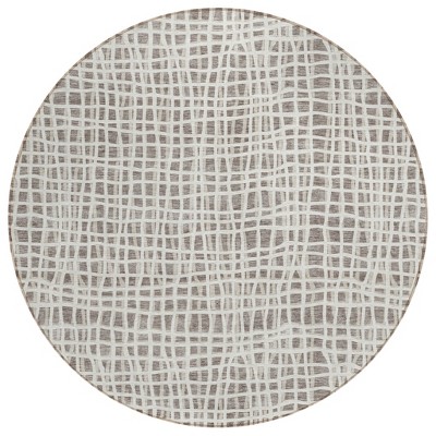 Taupe And Beige Striped Washable Indoor Outdoor Area Rug