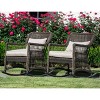 Leisure Made 2pc Pearson Wicker Rocking Chairs in Brown - 2 of 4