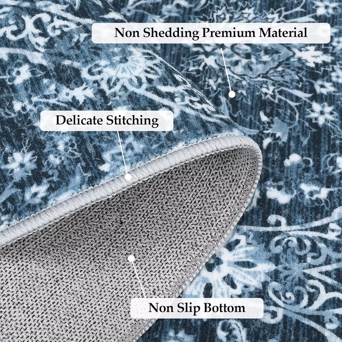 Vintage Medallion Area Rugs Washable Stain Resistant Non-Shedding Floor Cover - thumbnail 9