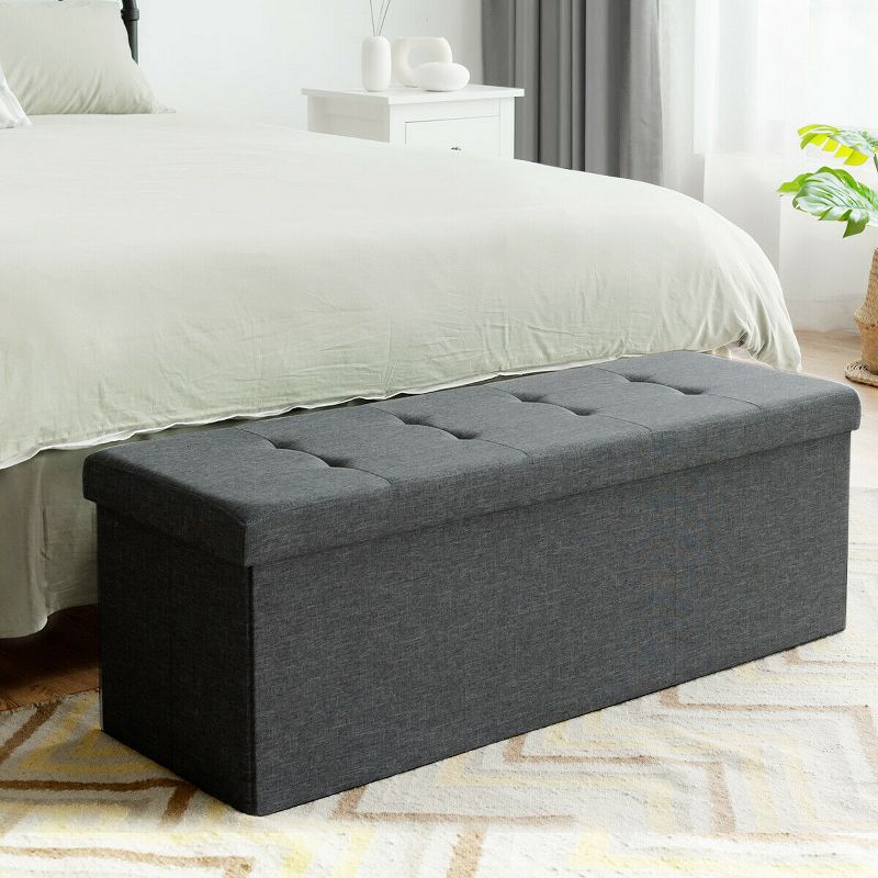 Tangkula Storage Ottoman Fabric Folding Storage Chest with Divider Bed End Bench, 2 of 7