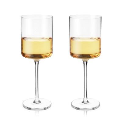 Laurel 13 oz Clear Lead-Free Crystal White Wine Glasses, Set of 2
