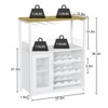 3-Tier Wine Bar Cabinet with Detachable Rack, Storage Buffet with Glass Holder & Mesh Door, for Kitchen Living Room Bar - 4 of 4