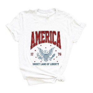 Simply Sage Market Women's America Land Of Liberty Eagle Short Sleeve Graphic Tee - 1 of 3