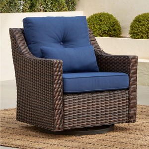 Spruce & Spring Outdoor Wicker Patio Outdoor Sofa Swivel Chair Coffee Table - 1 of 4