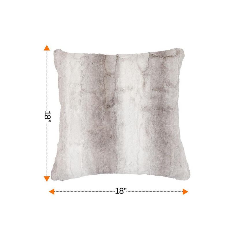 Cheer Collection Set of 2 Soft Faux Fur Leaf Design Throw Pillows with Inserts - Marble Gray (18" x 18"), 3 of 7