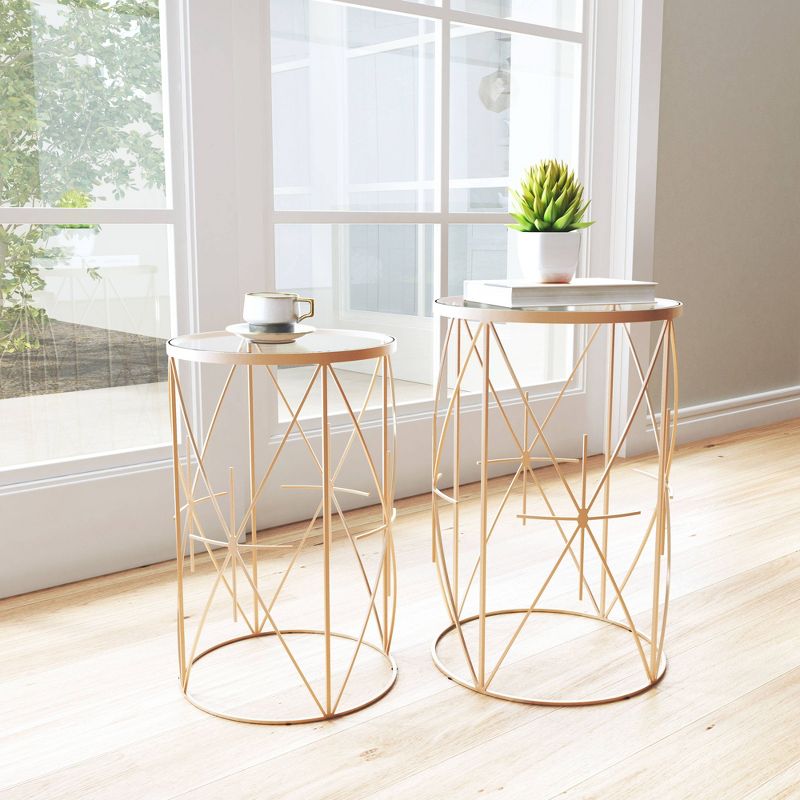 Set of 2 Heritage Side Tables Clear/Gold - ZM Home, 5 of 11