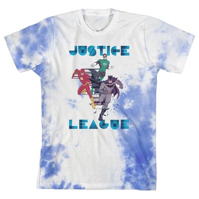 Justice League On Blue Cloud Tie Dye T-shirt : Target