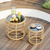 Famapy Outdoor Rattan-Style Side Tables Coffee Table: Hand-Woven Weather-Resistant, Tempered Glass Top – No Assembly Required for Patio & Garden - 2 of 4