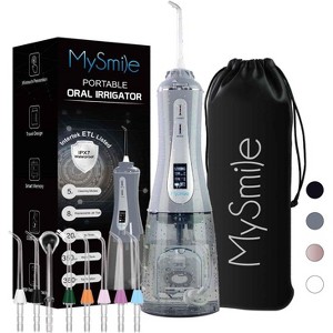 MySmile Portable Cordless 350ML Water Dental Flosser OLED Display with 5 Modes 8 Jet Tips - 1 of 4