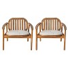 Christopher Knight Home Vickers Outdoor Acacia Wood Club Chairs with Cushions (Set of 2) - 2 of 4